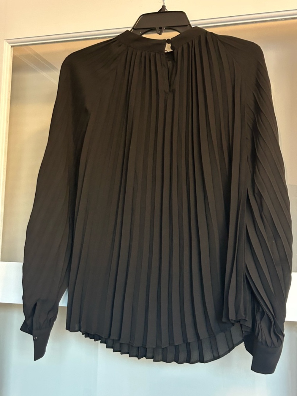 Adrianna Papell Black Pleated Long-Sleeve Blouse